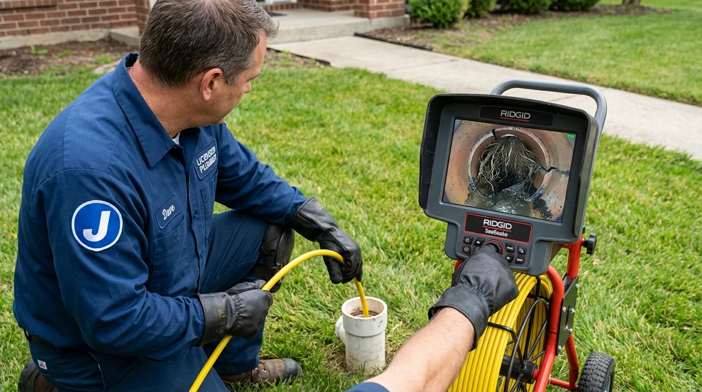 Sewer camera inspection being performed by Johns Plumbing LLC in Galena