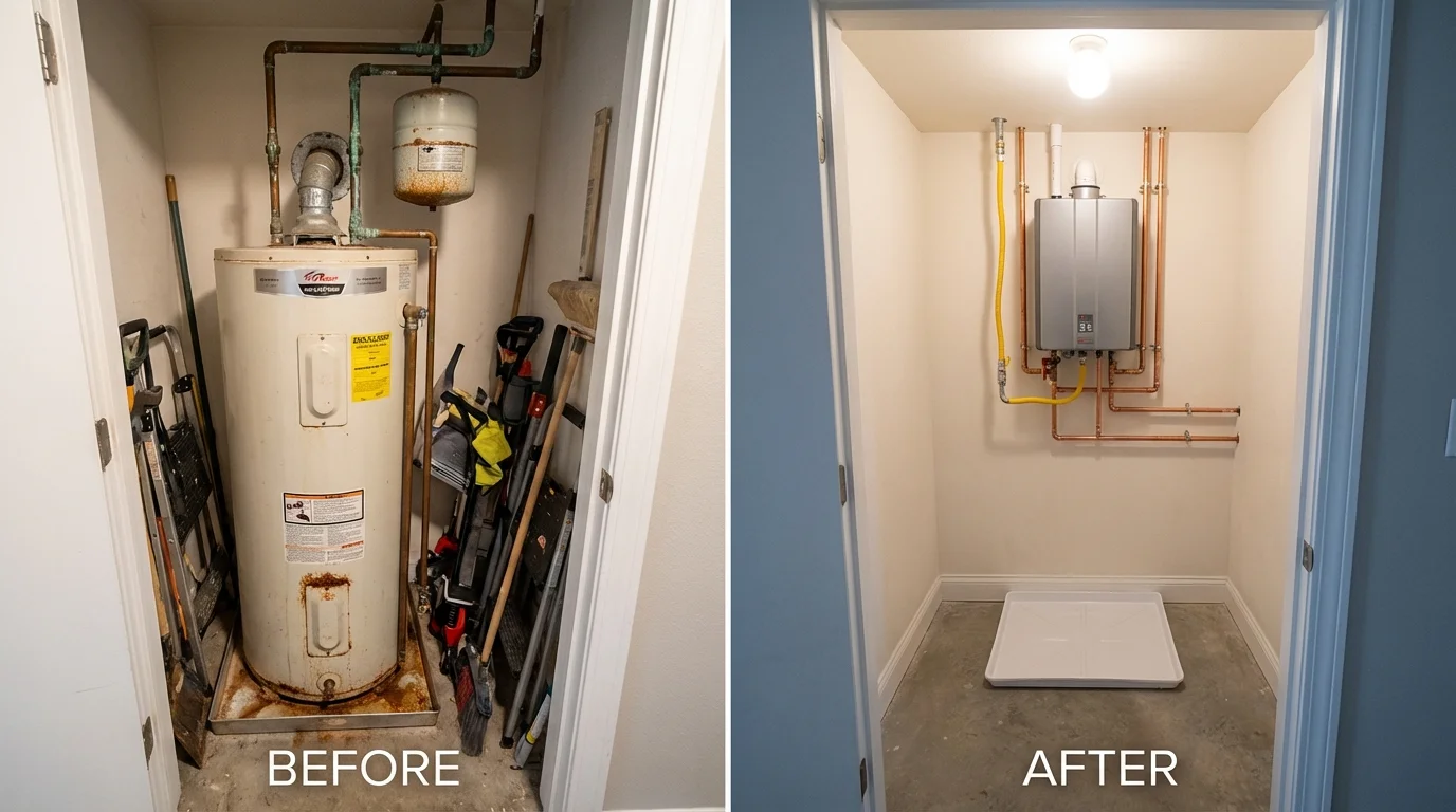 Tank water heater versus wall-mounted tankless unit comparison for Galena, KS homeowners